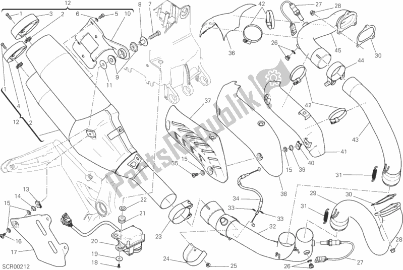 Tutte le parti per il Impianto Di Scarico del Ducati Monster 1200 S USA 2016